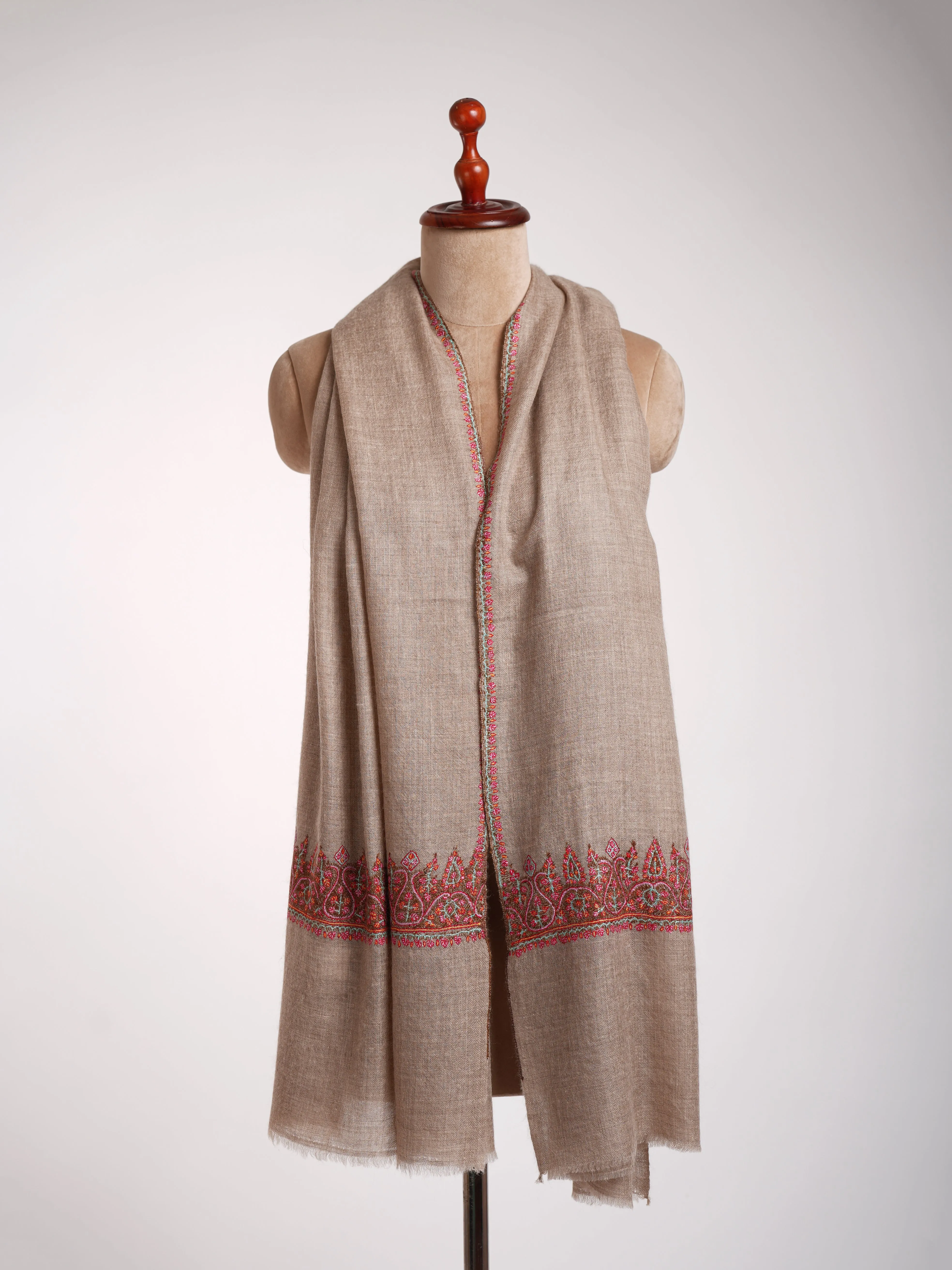 Natural Grey Handcrafted Cashmere Stole