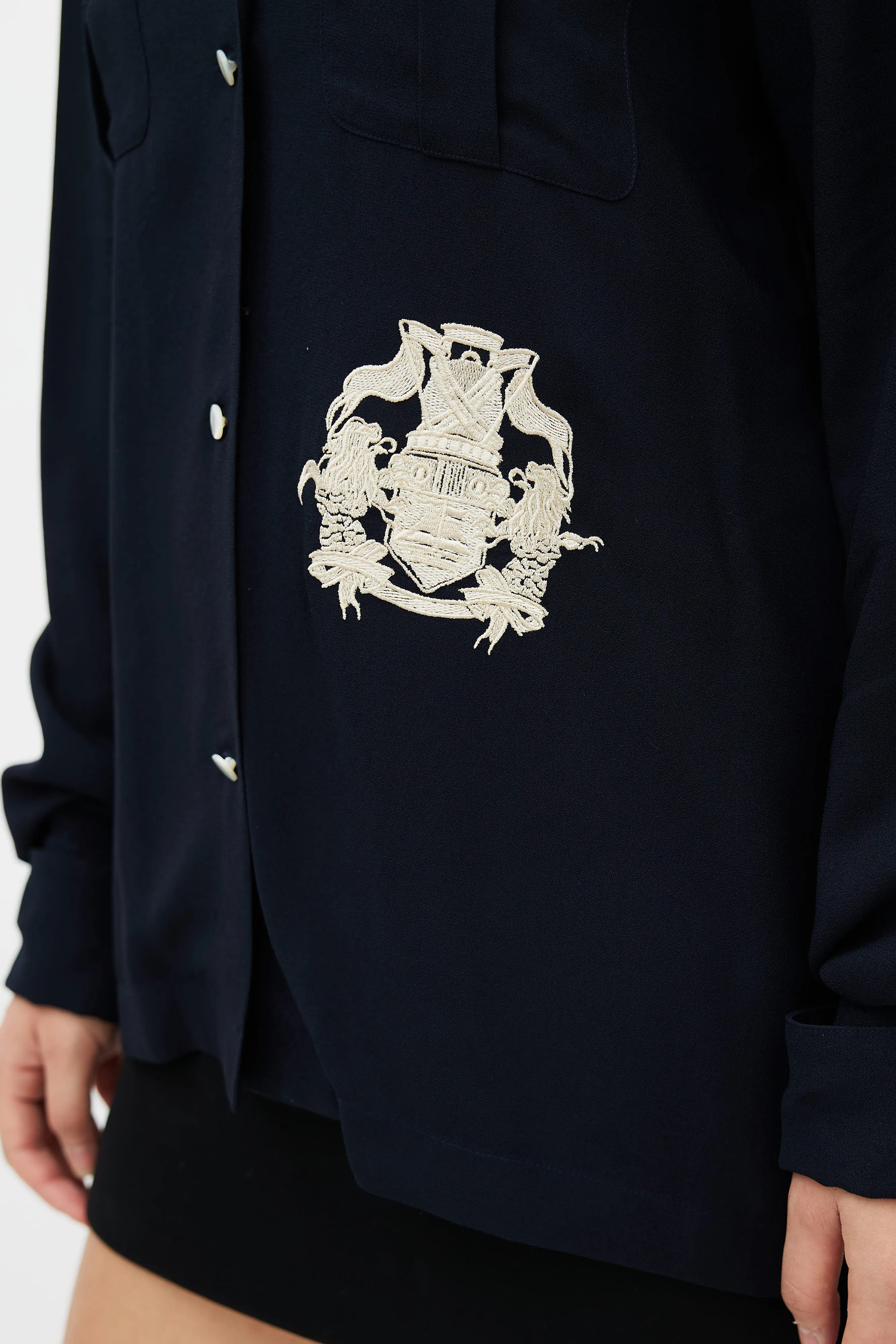 Navy & Cream Embroidered Shirt