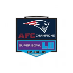 New England Patriots 2017 AFC Champions 2018 Super Bowl LII WinCraft Lapel Pin