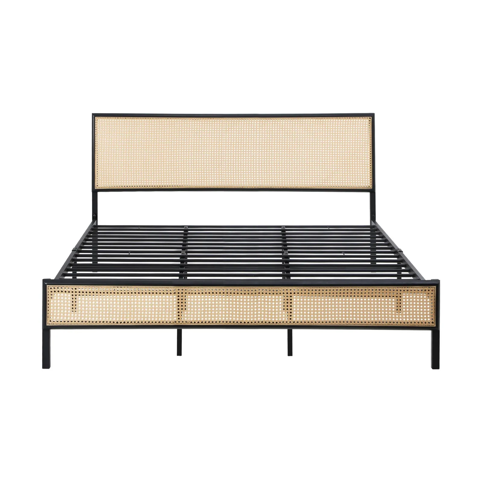 Oikiture Metal Bed Frame King Size Beds Base Platform Rattan