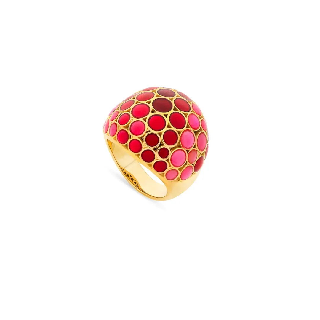 Orb Mother of Pearl Gemstone and Enamel 18K Gold Vermeil Sterling Silver Ring I Jan Leslie