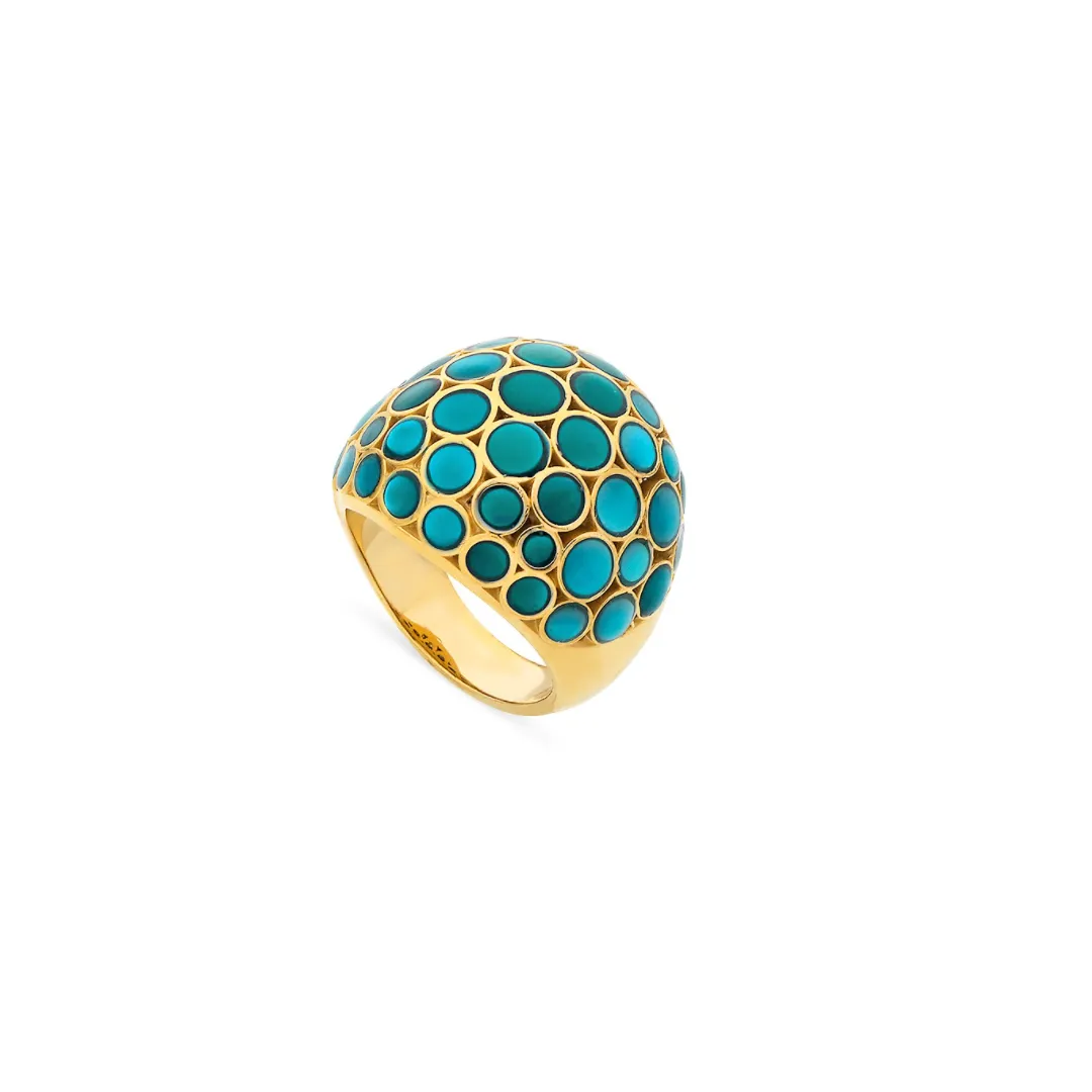 Orb Mother of Pearl Gemstone and Enamel 18K Gold Vermeil Sterling Silver Ring I Jan Leslie