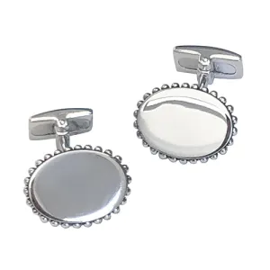 Oval with Ruffle Frame Sterling Silver Cufflinks