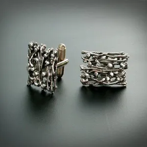 Oxidized silver abstract designed cufflinks
