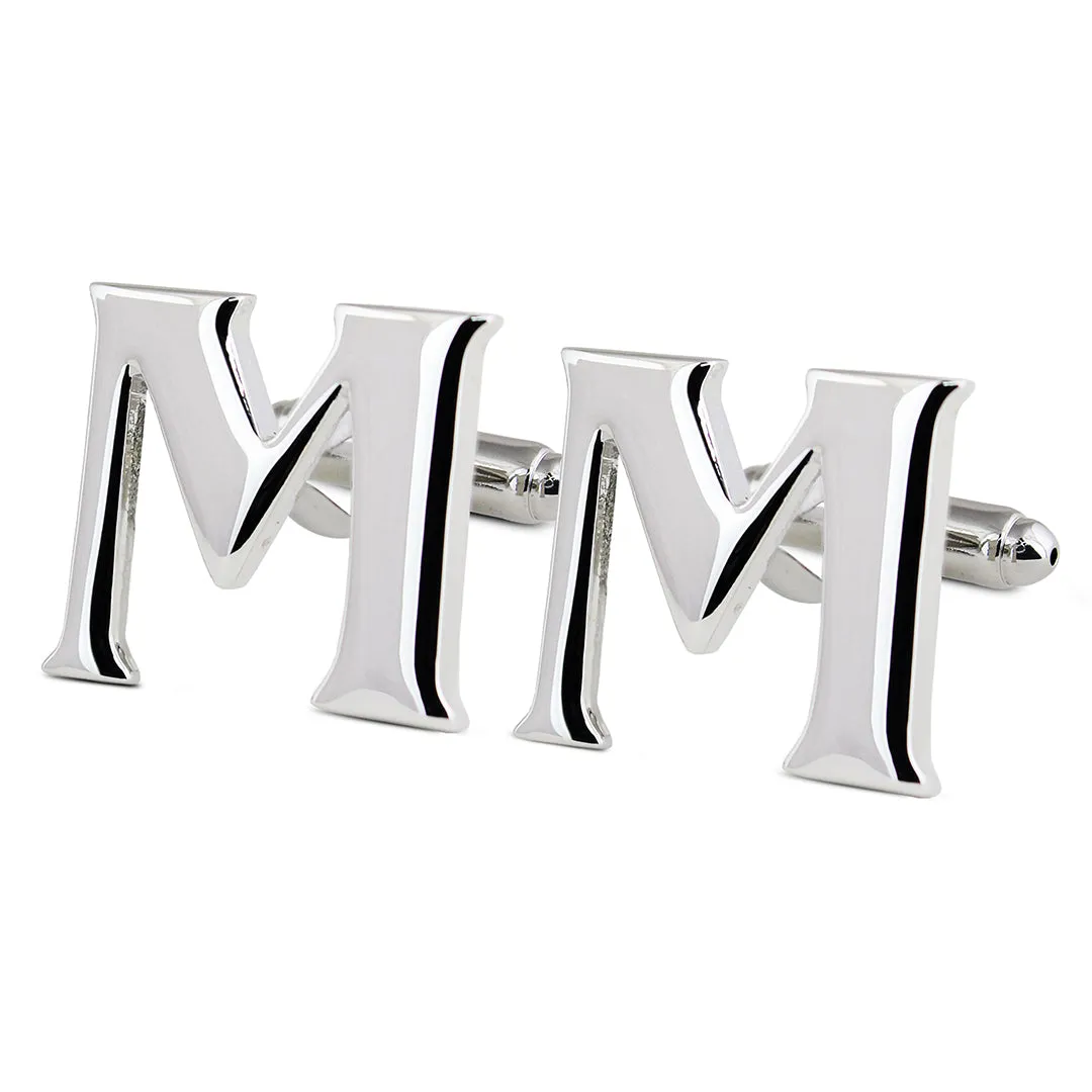 Peluche Alphabet Silver Coloured Brass Cufflink (M)