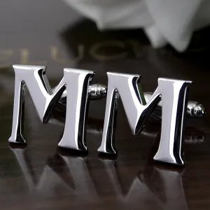 Peluche Alphabet Silver Coloured Brass Cufflink (M)