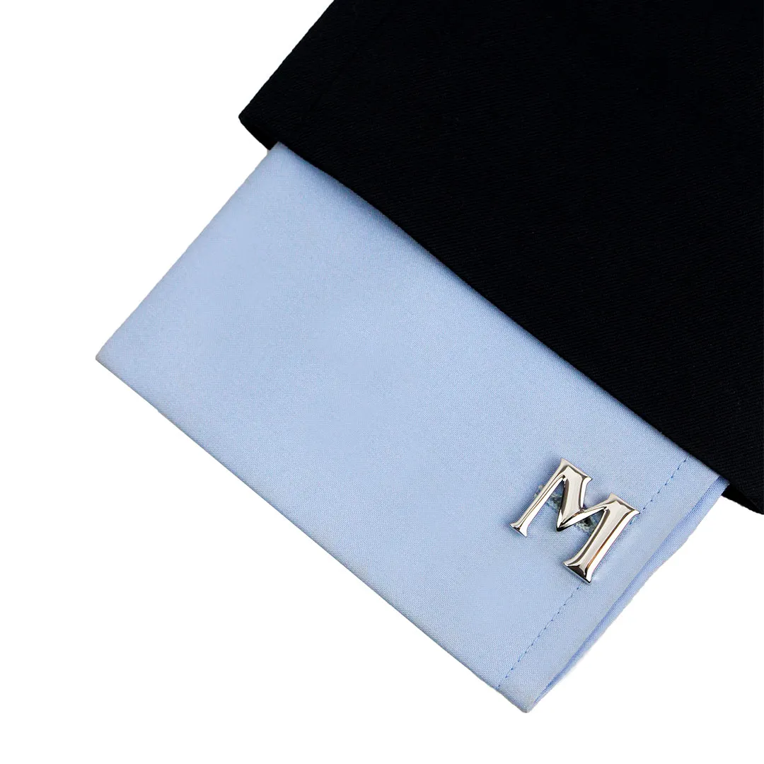 Peluche Alphabet Silver Coloured Brass Cufflink (M)
