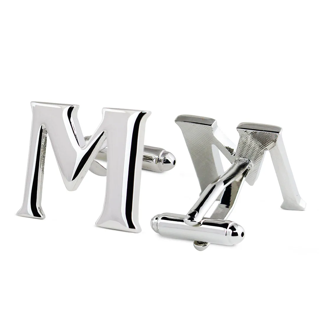 Peluche Alphabet Silver Coloured Brass Cufflink (M)