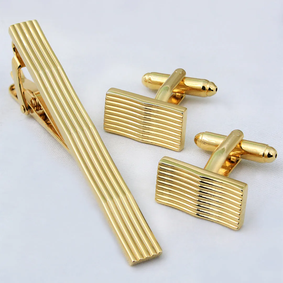 Peluche Curves to Kill Silver Cufflinks and Tie Pin Set