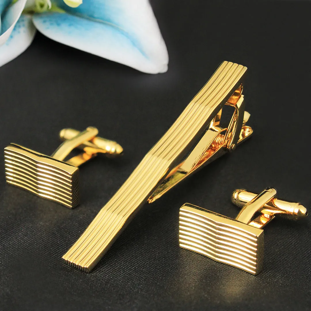 Peluche Curves to Kill Silver Cufflinks and Tie Pin Set