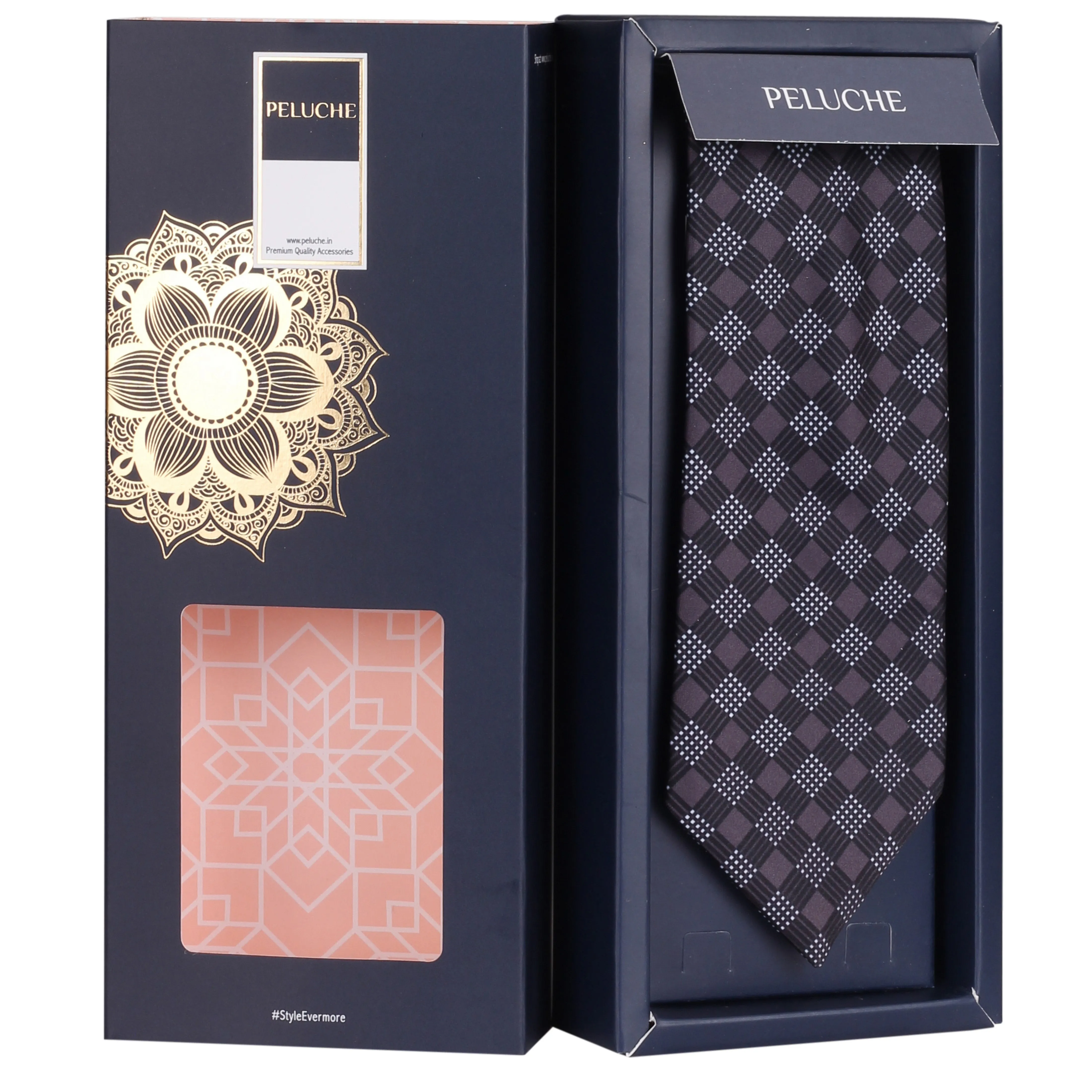 Peluche Polka Check Microfiber Necktie For Men