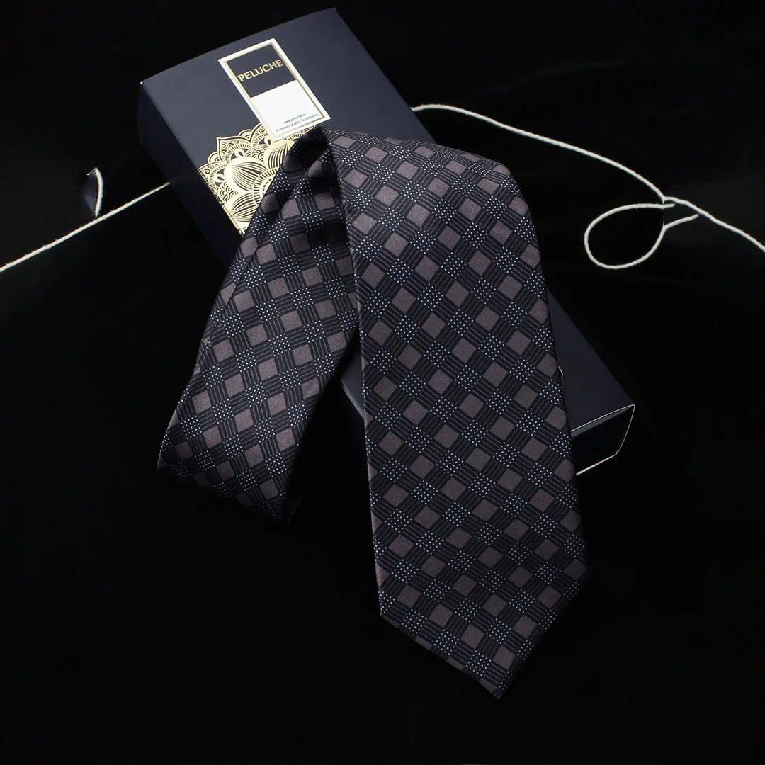 Peluche Polka Check Microfiber Necktie For Men