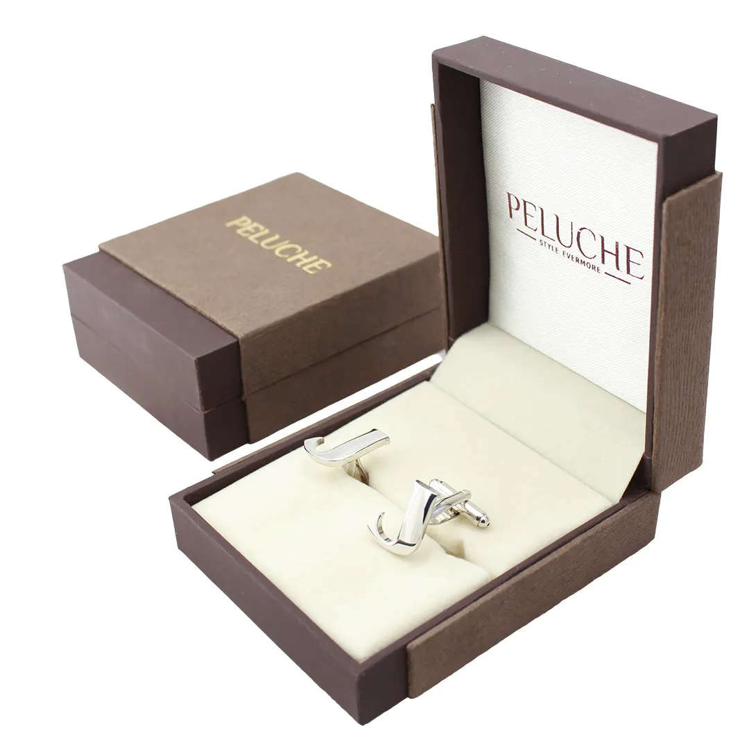 Peluche Silver Coloured Alphabet Cufflink (Letter J)