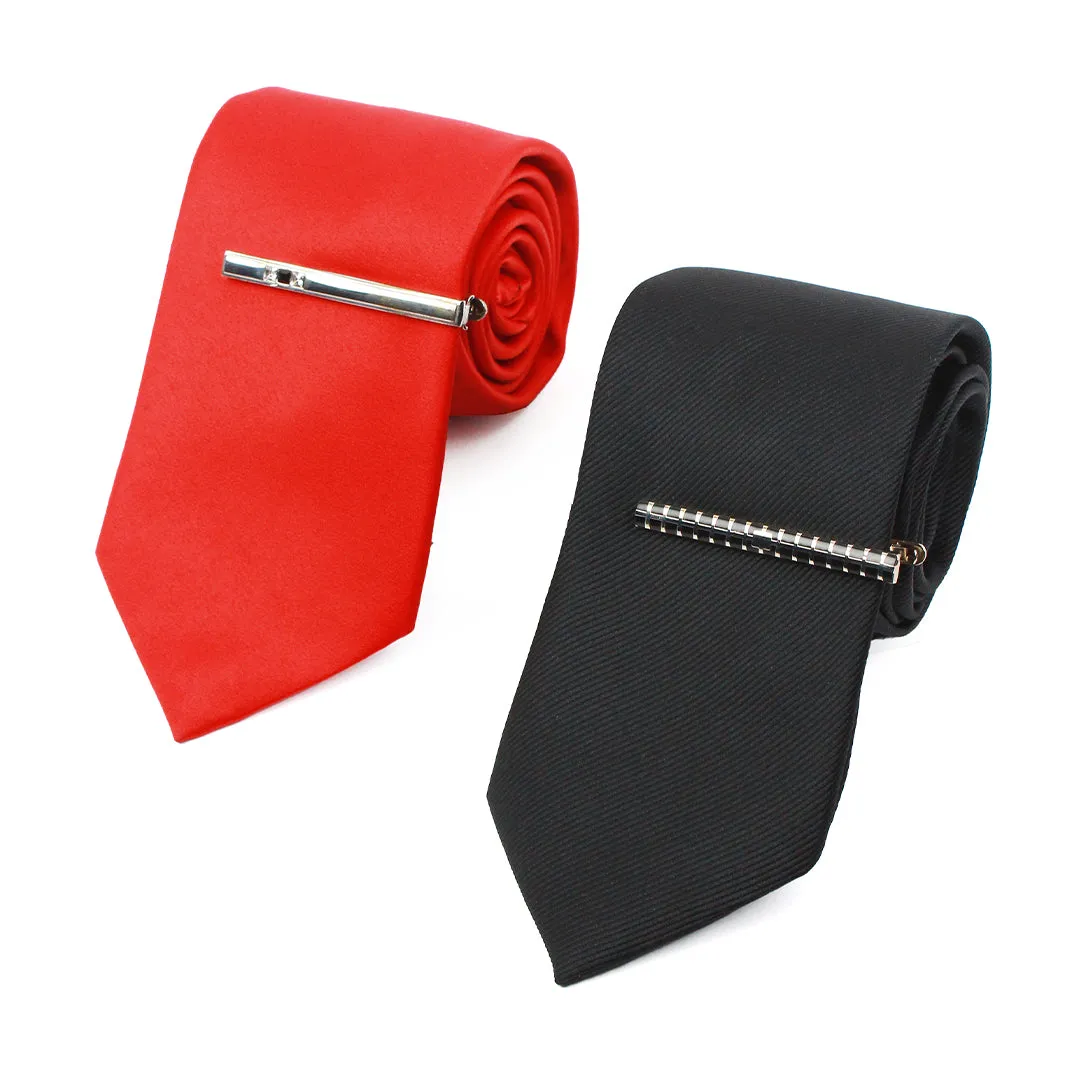 Peluche Solid Black & Red 13 Pcs Uber Luxury Gift Box (2 Neckties, 2 Tiepins, 2 Brooches, 1 Lapel Pin, 4 Pocket Squares, 1 Pair of Cufflinks, 1 Pair of Collar Stays)