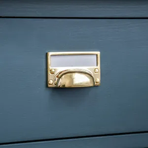 Polished Brass Hooded Drawer Handle with Card Frame