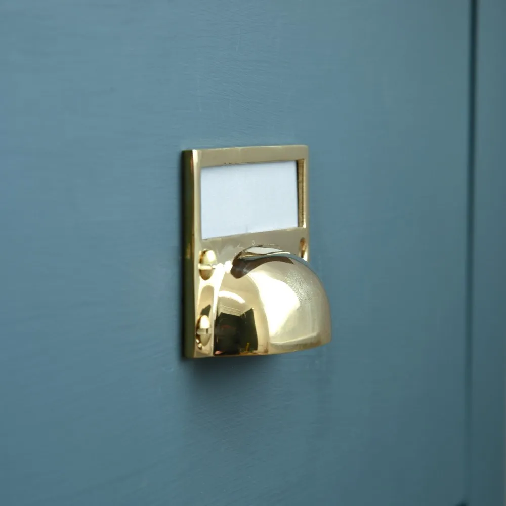 Polished Brass Hooded Drawer Handle with Card Frame