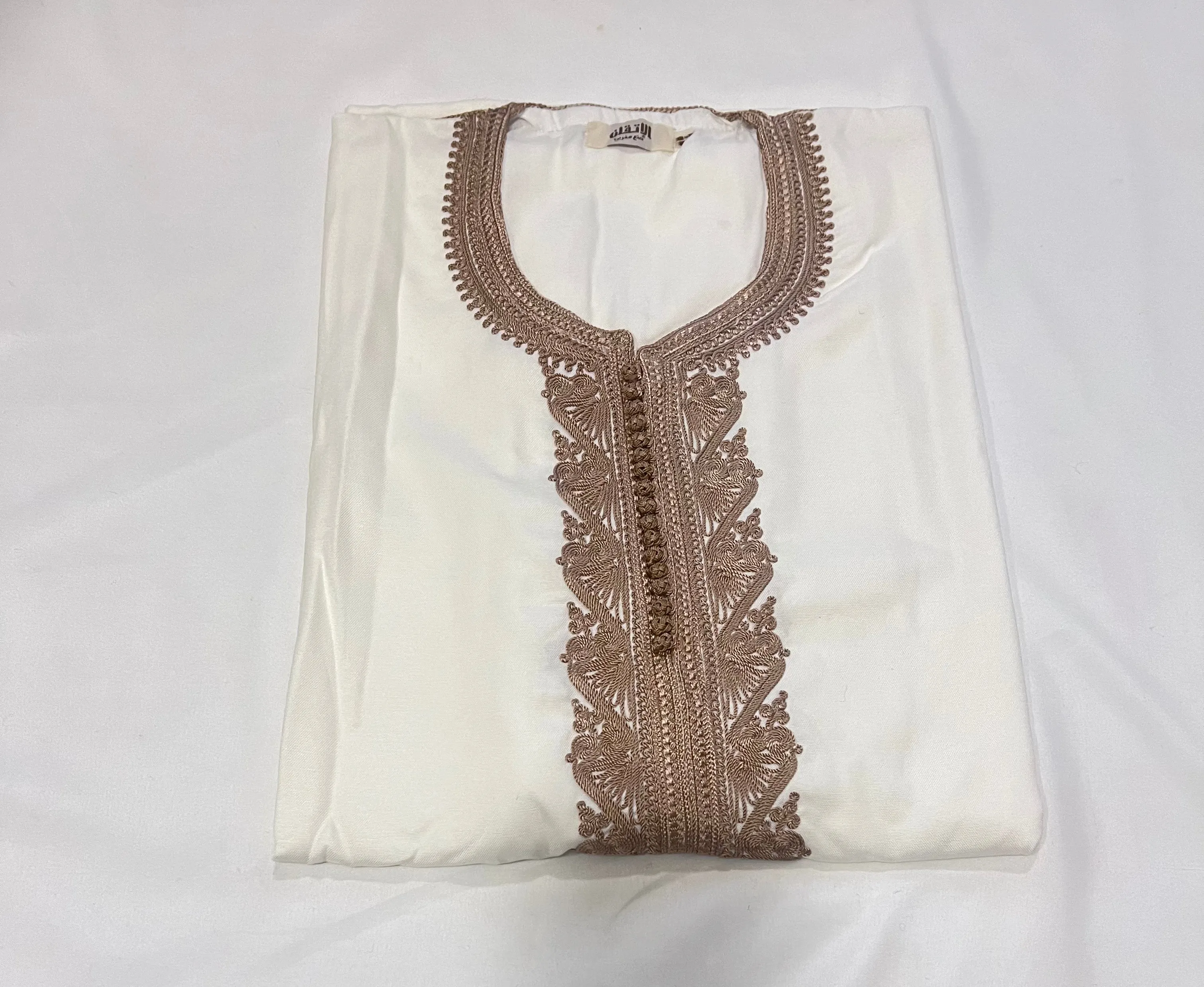 Premium Moroccan Half Sleeve Thobe Jubba with Neck Embroidery Size 60