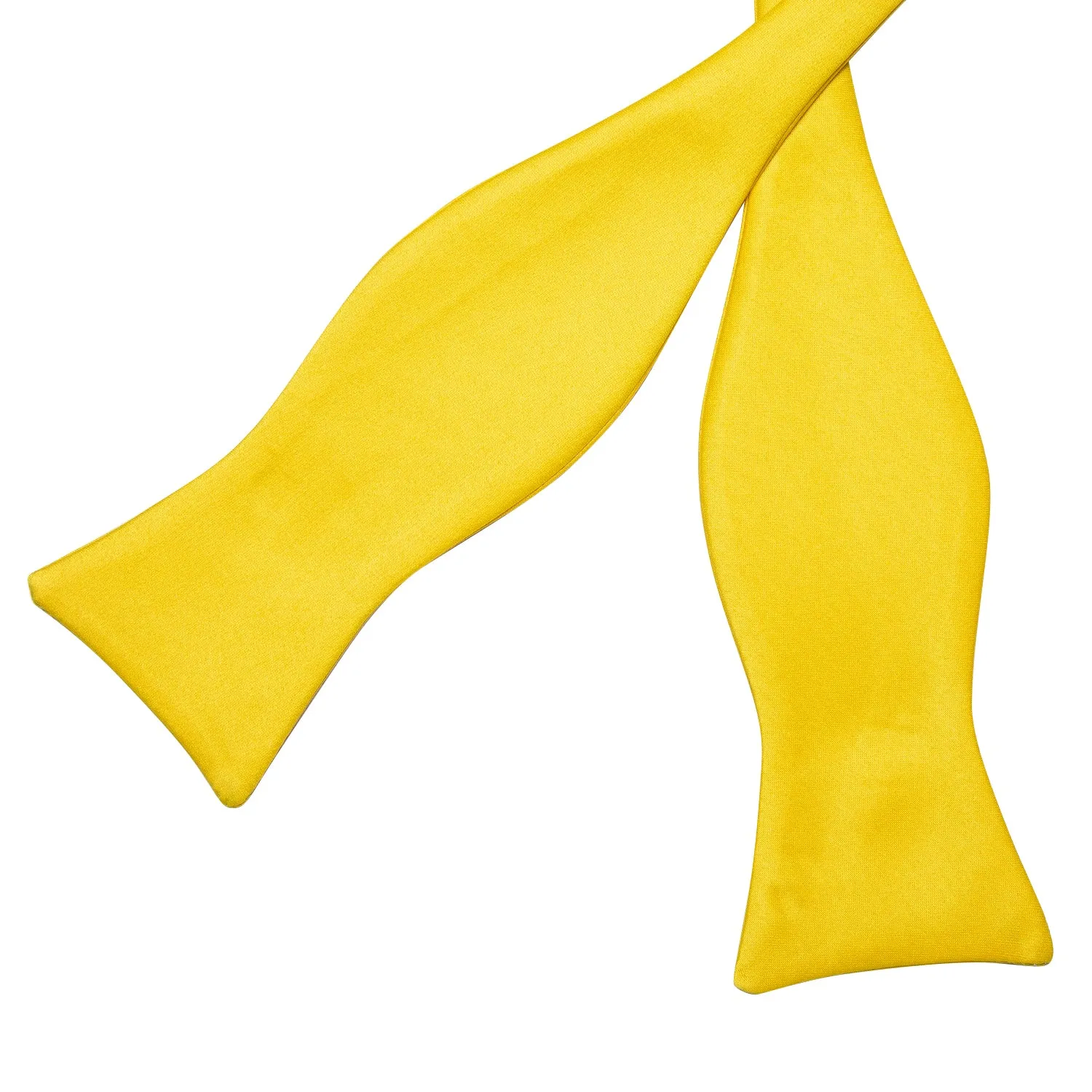 Pure Yellow Solid Self-tied Silk Bow Tie Pocket Square Cufflinks Set