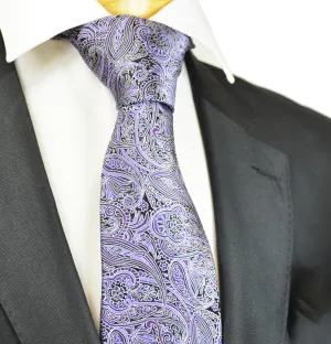 Purple and Black Paisley Silk Necktie by Paul Malone