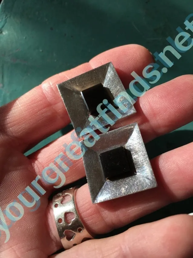 Rare! Antonio Pineda 970 Silver & Obsidian Cufflinks Mexico