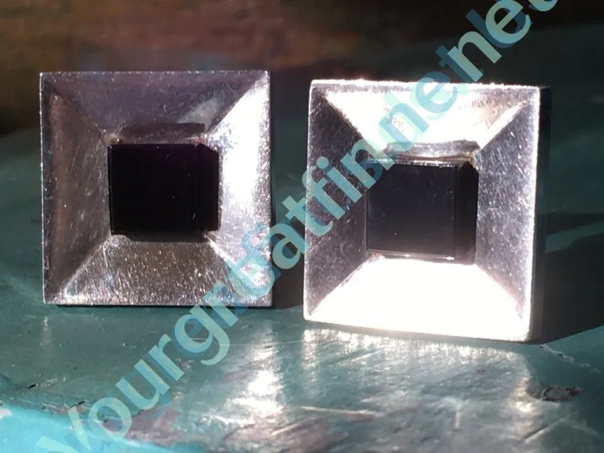 Rare! Antonio Pineda 970 Silver & Obsidian Cufflinks Mexico