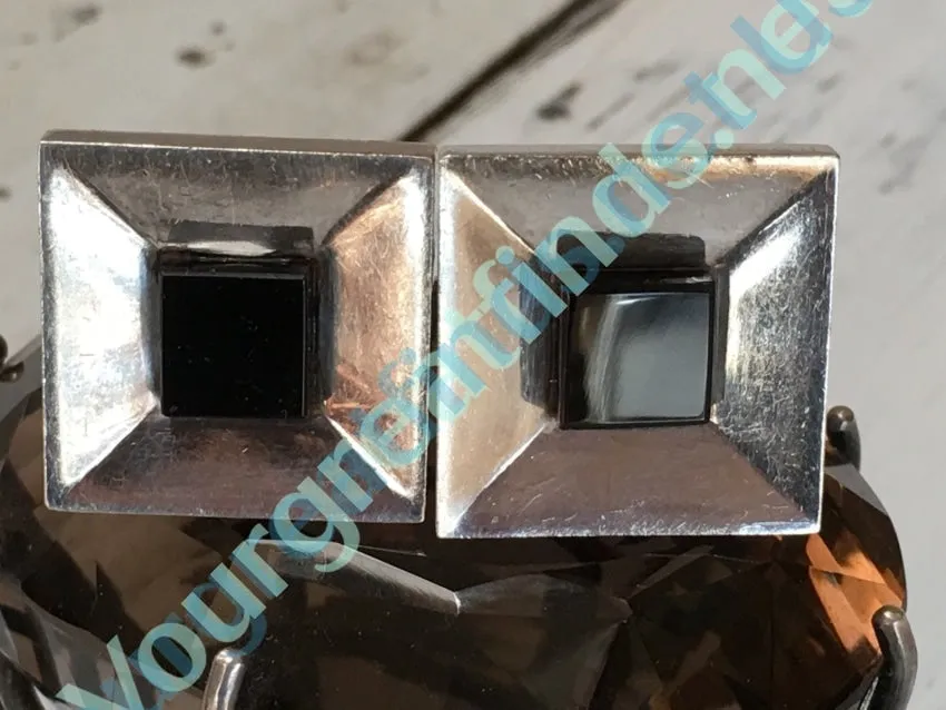 Rare! Antonio Pineda 970 Silver & Obsidian Cufflinks Mexico