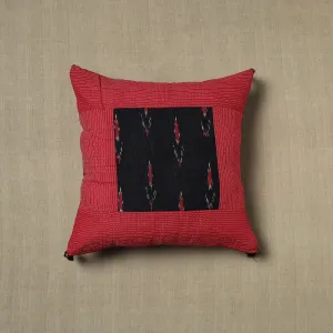 Red - Pure Cotton Kantha Stitch Ikat Cushion Cover (16 x 16 in) 01