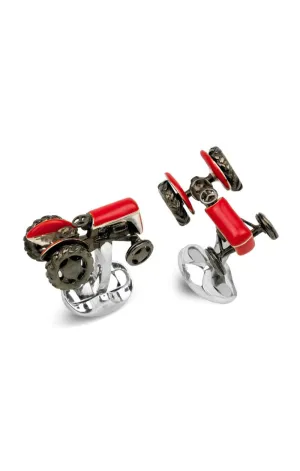 Red Tractor Cufflinks, Sterling Silver
