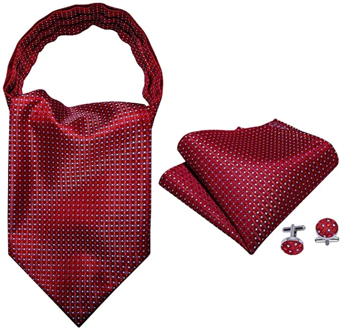 Red White Dot Cravat Tie Set-CBW109