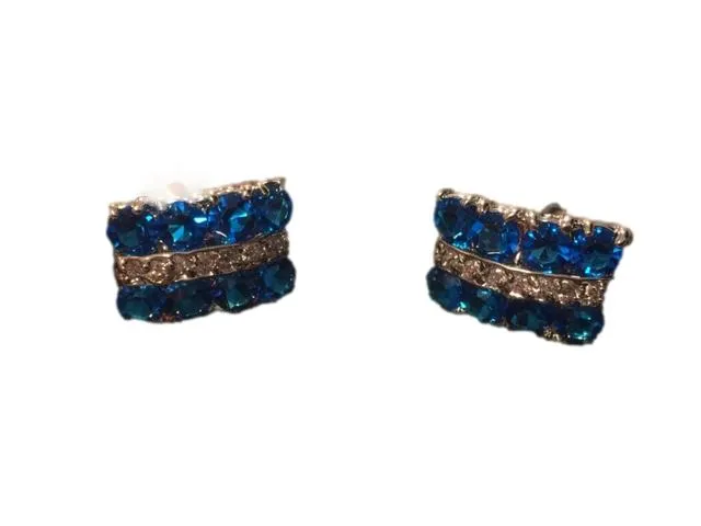 Royal Blue & White Crystal Cufflinks