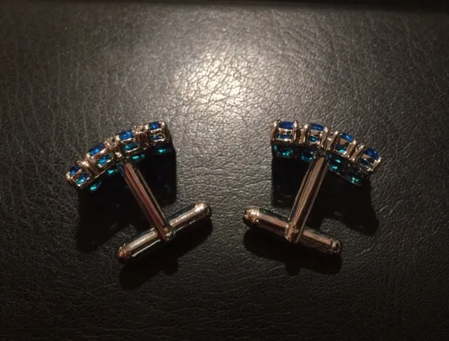 Royal Blue & White Crystal Cufflinks