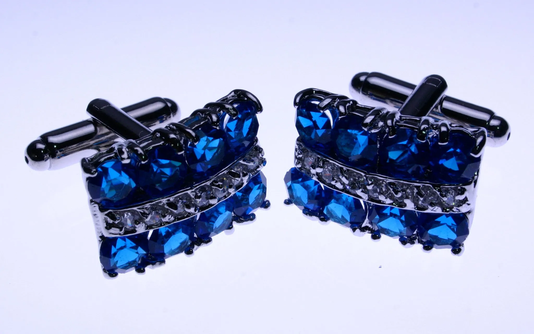 Royal Blue & White Crystal Cufflinks
