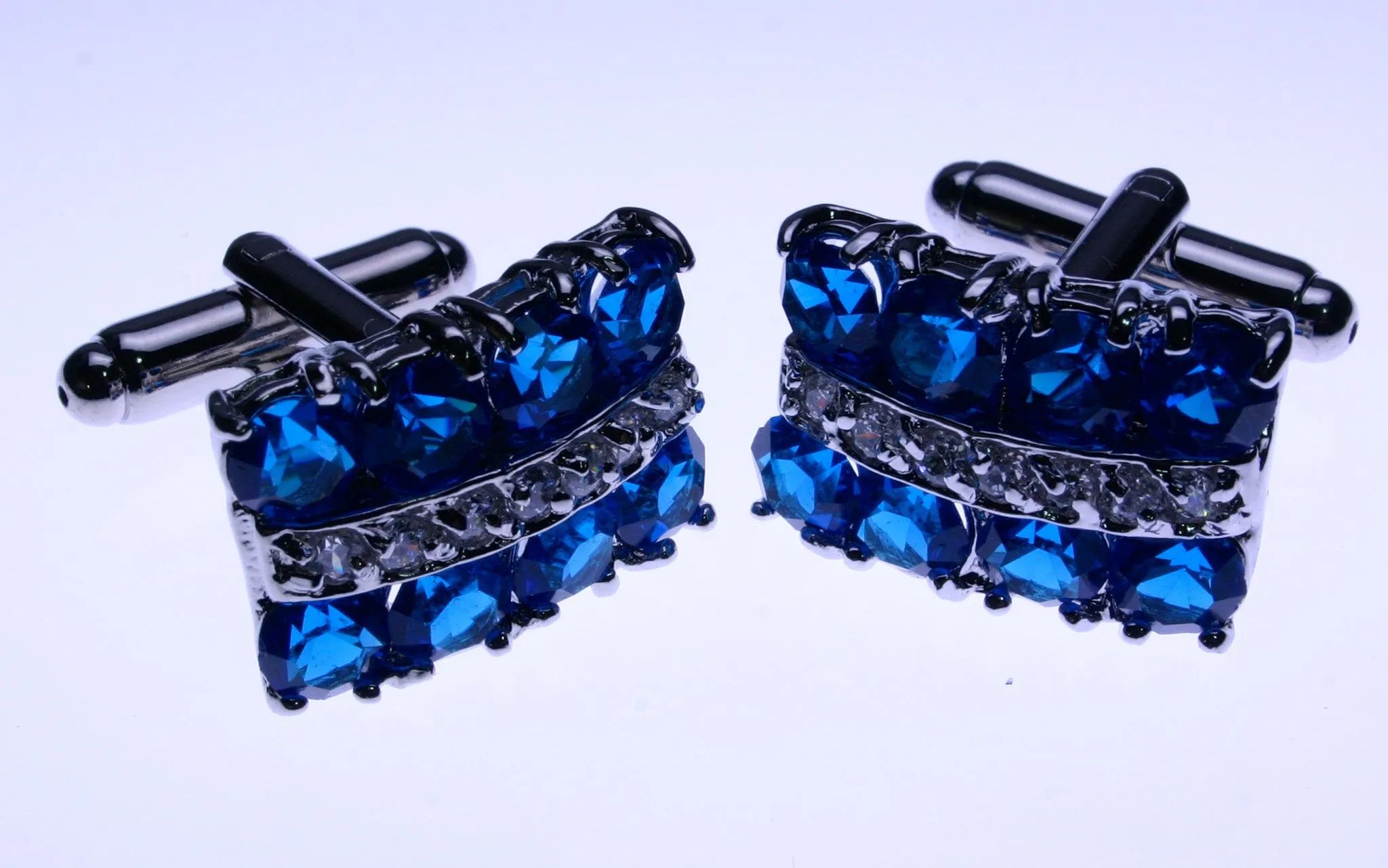 Royal Blue & White Crystal Cufflinks