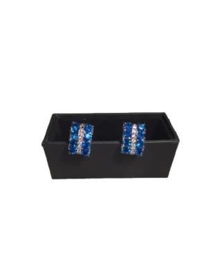 Royal Blue & White Crystal Cufflinks