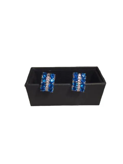 Royal Blue & White Crystal Cufflinks