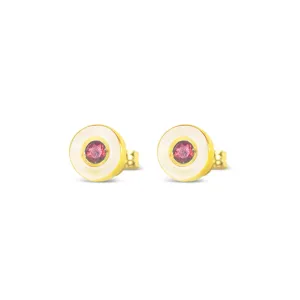 Ruby & Solid Gold Stud Earrings
