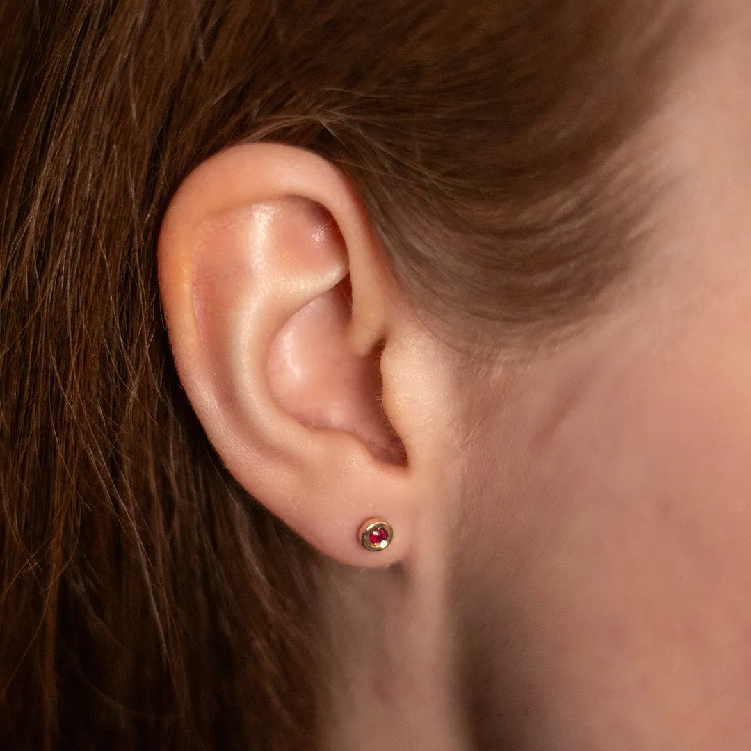 Ruby & Solid Gold Stud Earrings