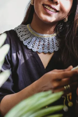 Samoolam Handmade Lace Collar Necklace ~ Grey
