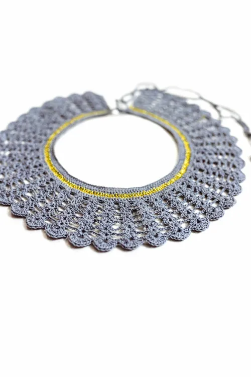 Samoolam Handmade Lace Collar Necklace ~ Grey