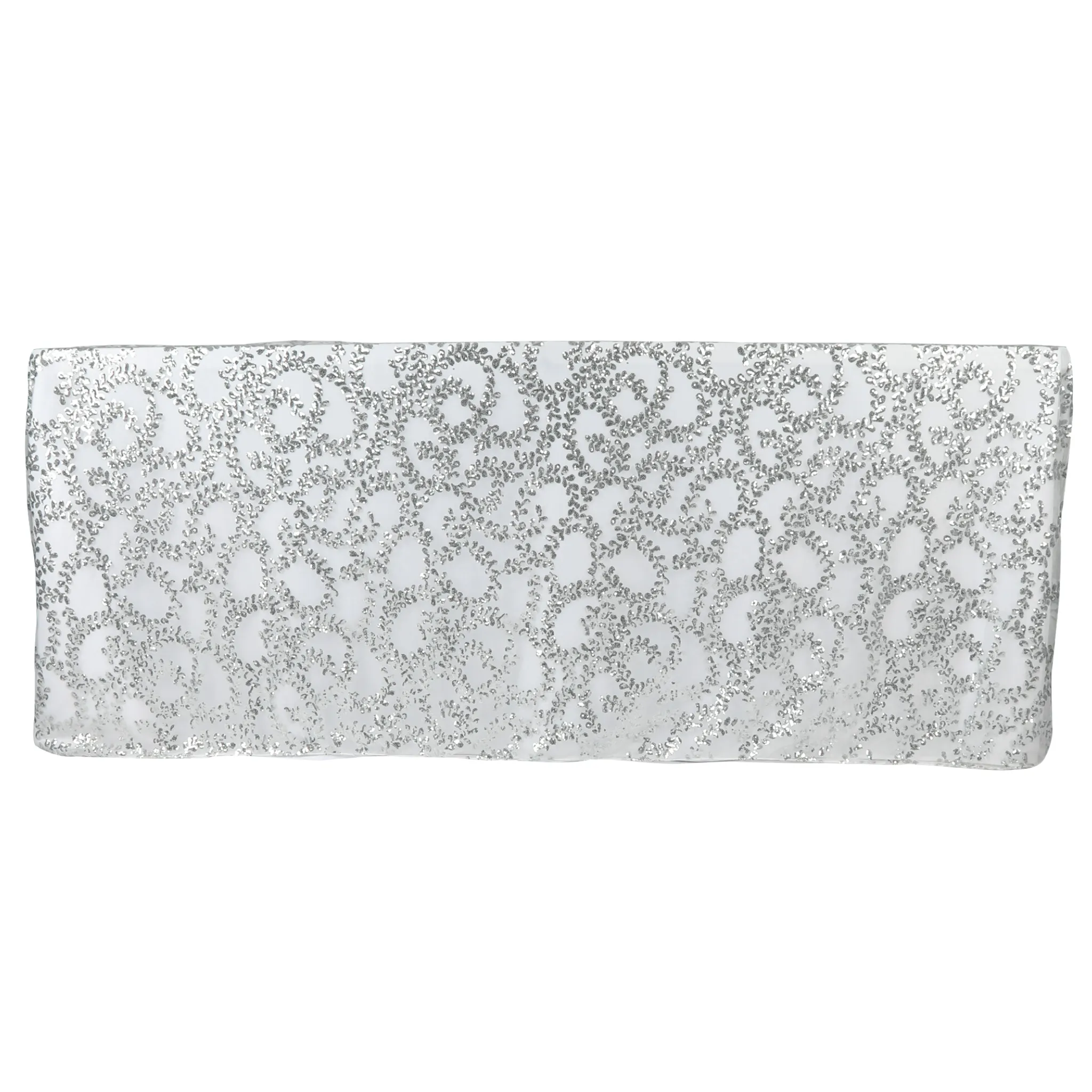 Sequin Vine Tablecloth Overlay 90"x156" Rectangle  - Silver