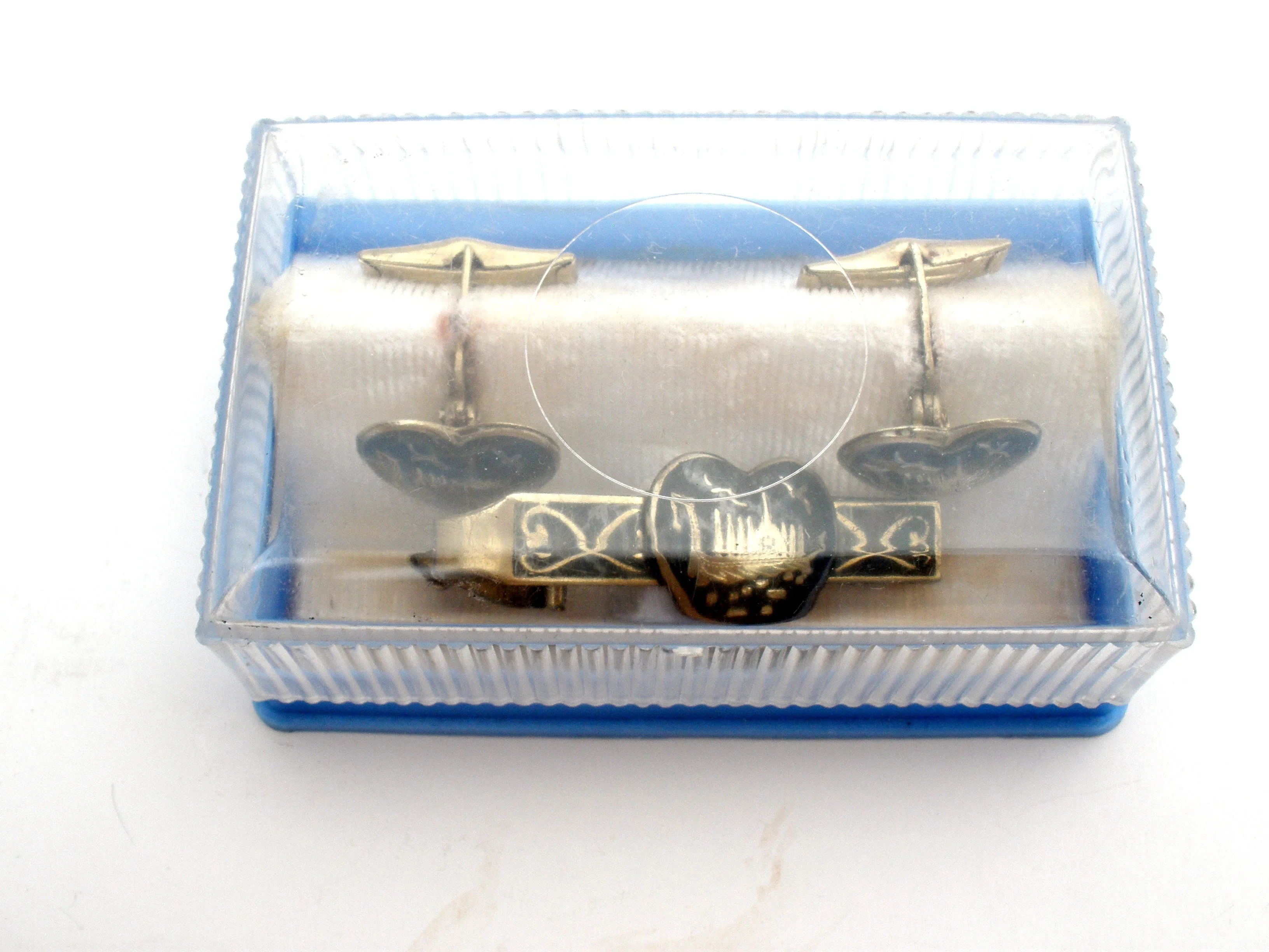 Siam Sterling Silver Enamel Ship Cufflink & Tie Bar Set