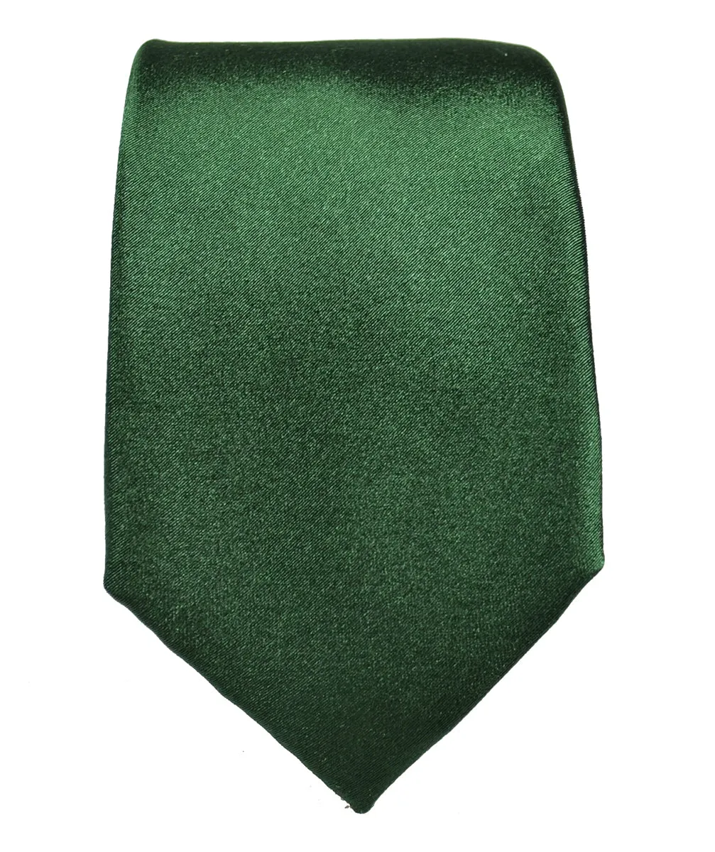Solid Forest Green Silk Tie Set by Paul Malone