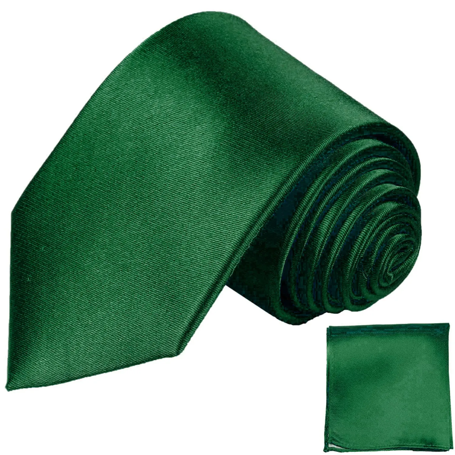 Solid Forest Green Silk Tie Set by Paul Malone