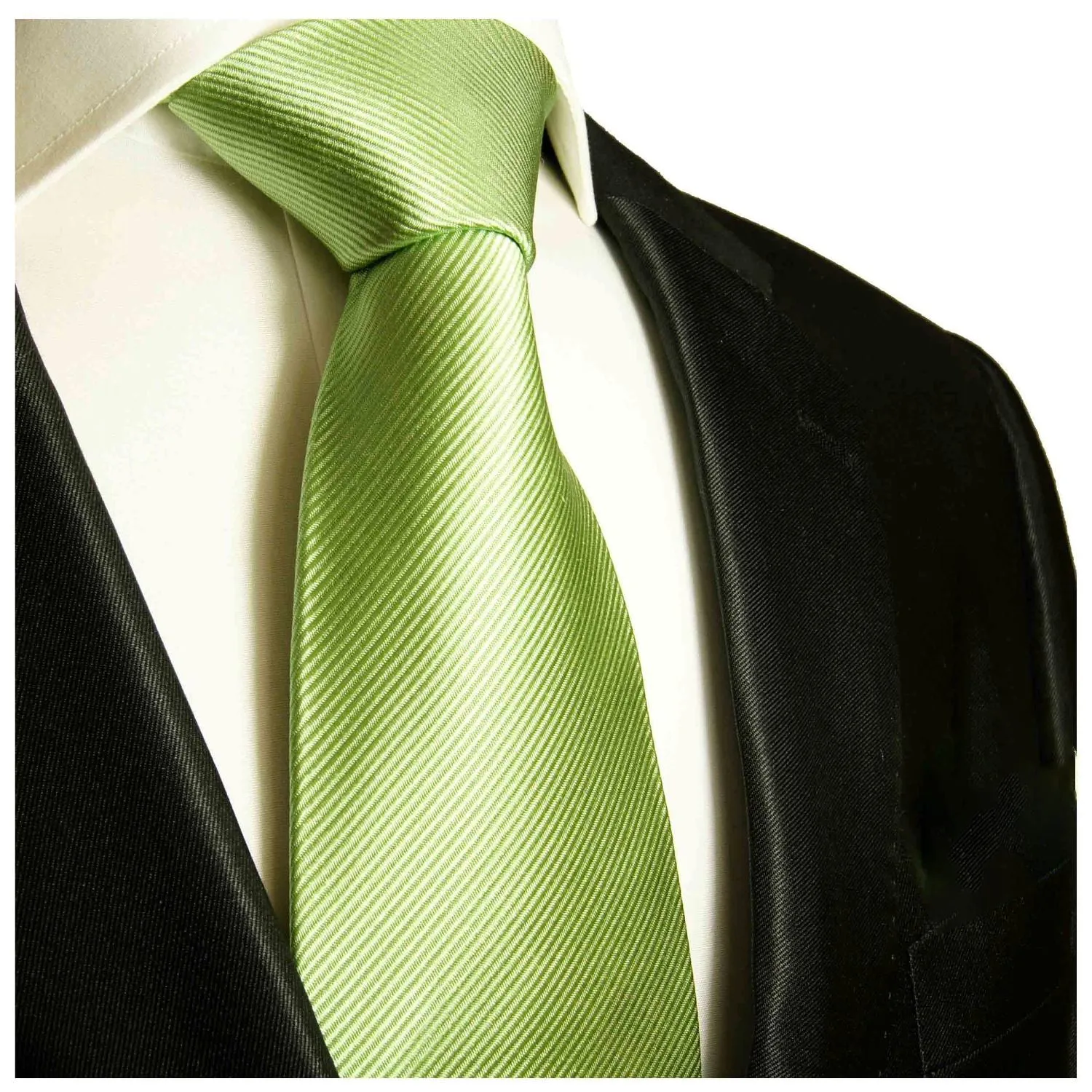 Solid Summer Green Necktie Set in 100% Silk