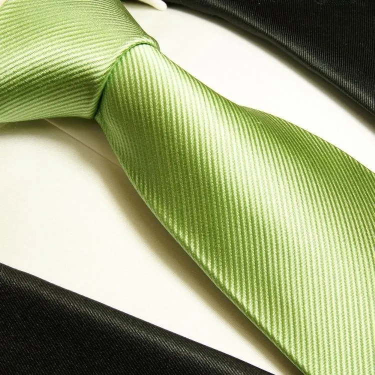 Solid Summer Green Necktie Set in 100% Silk