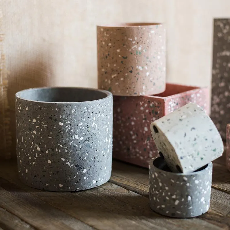 Speckled Cement Planter in Various Shape, Colors, and Sizes