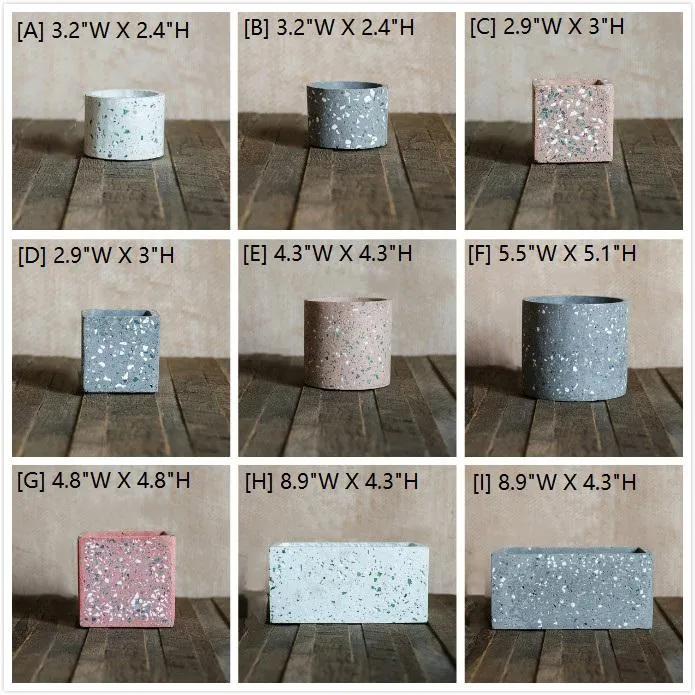 Speckled Cement Planter in Various Shape, Colors, and Sizes