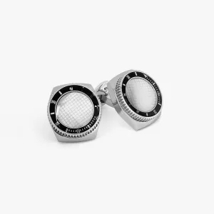 Stainless steel Rollo Mother of Pearl cufflinks