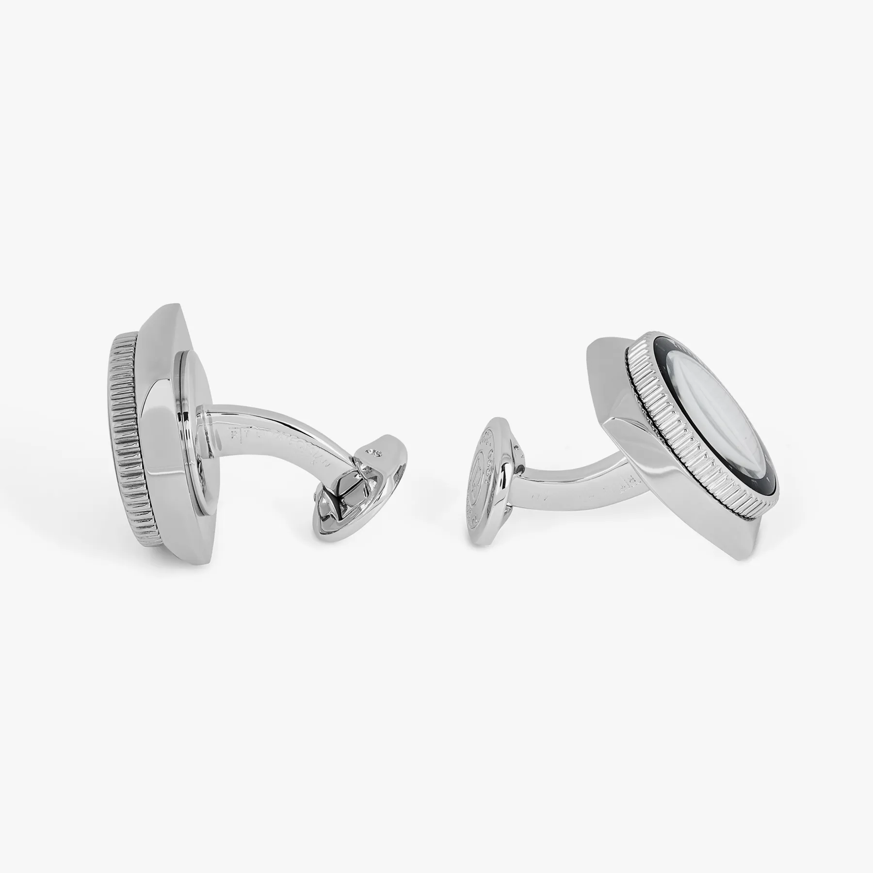 Stainless steel Rollo Mother of Pearl cufflinks
