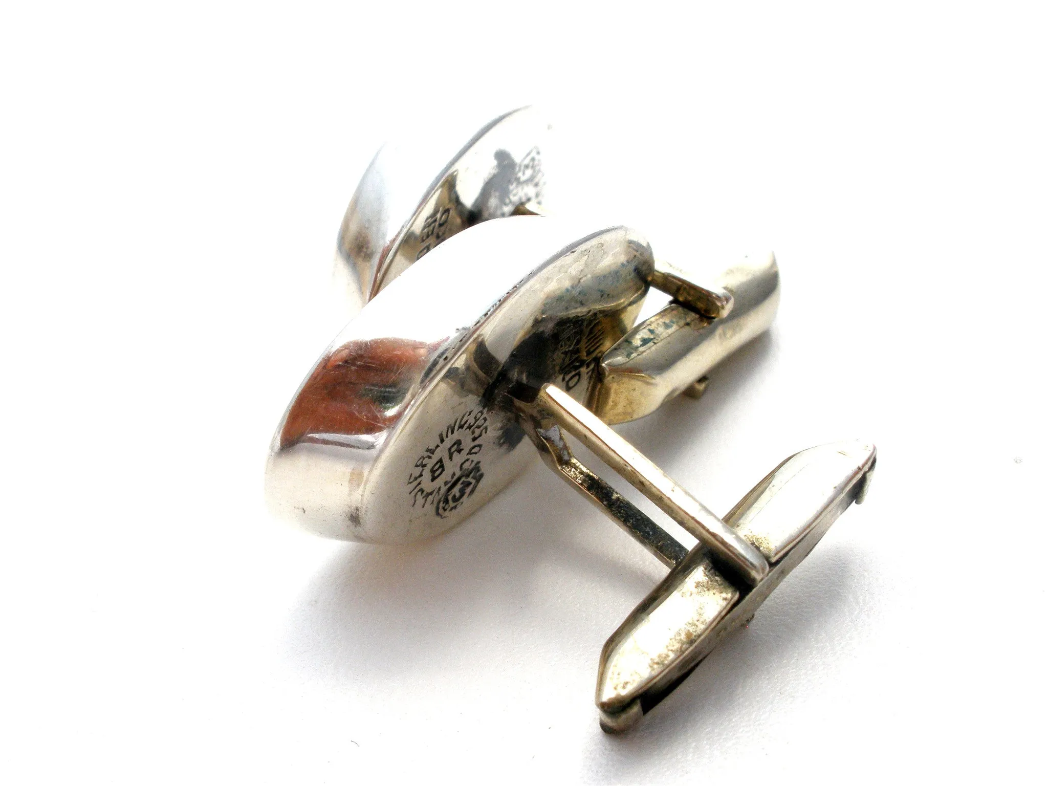 Sterling Silver Cufflinks with Tiger's Eye Gemstones